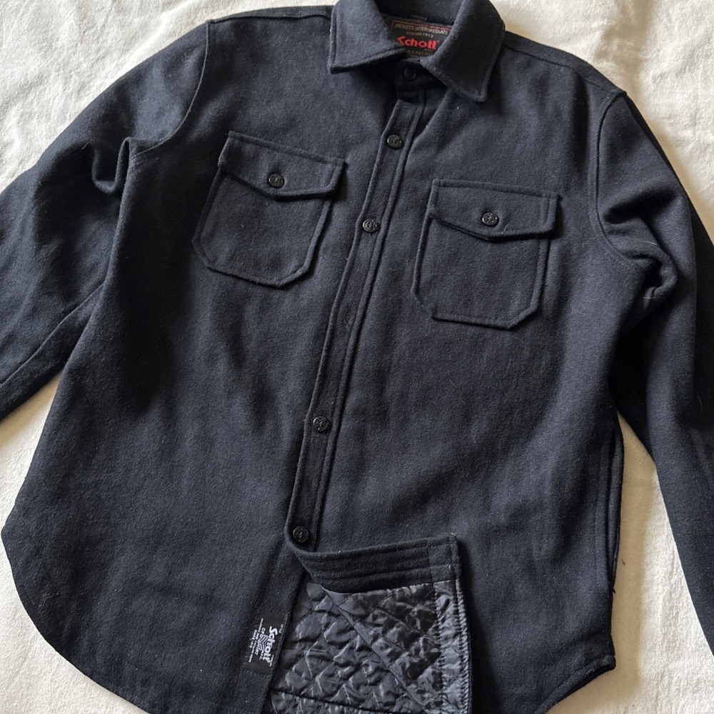 Schott NYC Men's Black CPO heavyweight button down/shacket